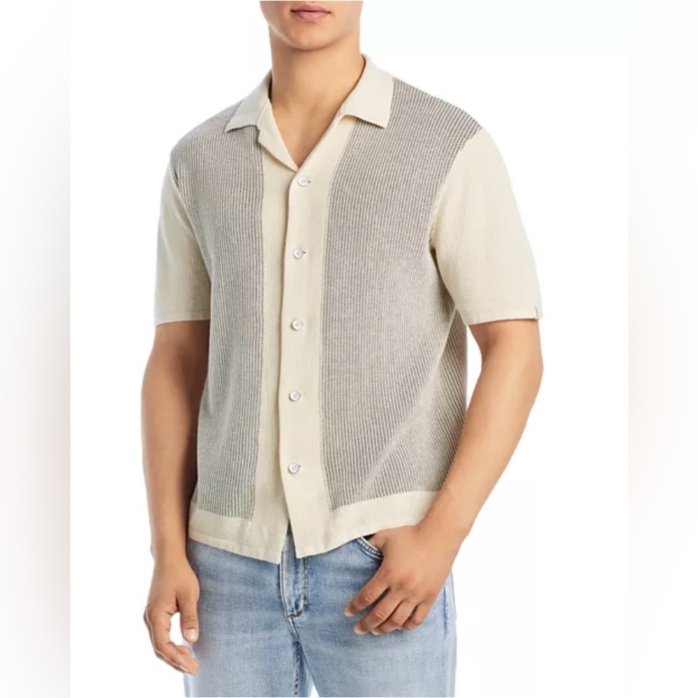 Rag & Bone Harvey Short Sleeve Knit Button Up Camp Shirt Size M